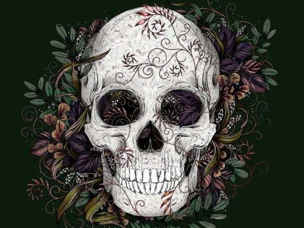 Череп с цветочками