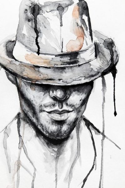 Мужчина в шляпе скетч