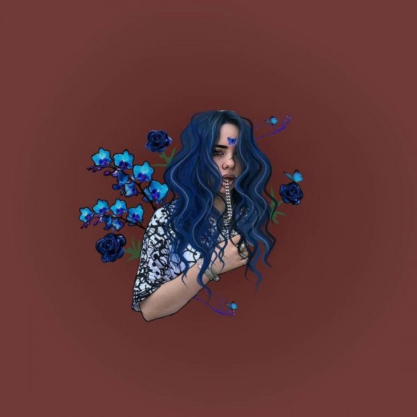 Пиксельная девочка с синими волосами