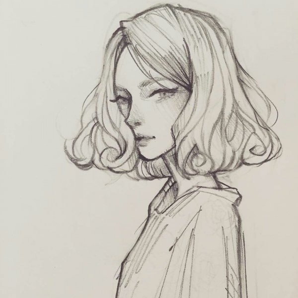 Скетч девушки карандашом