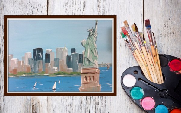 Уроки рисования гуашью город