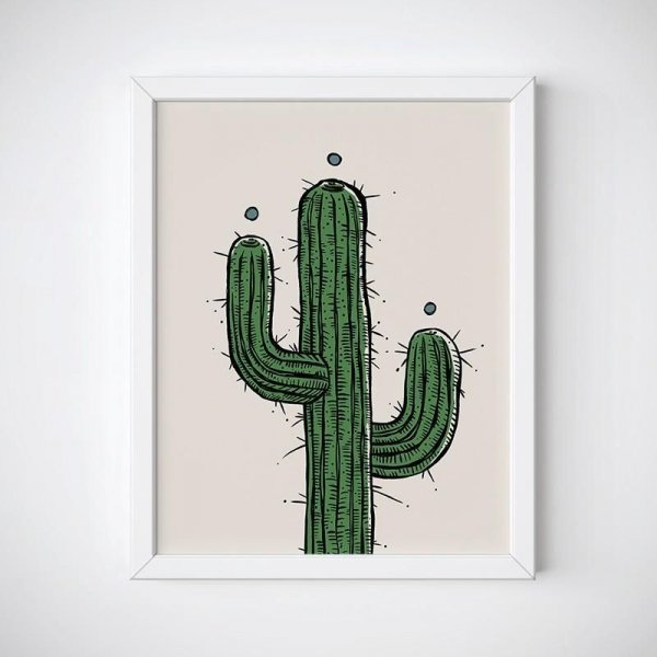 Кактусы нарисованные на стене