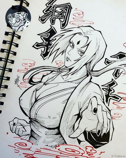 Тату эскизы Наруто цунаде