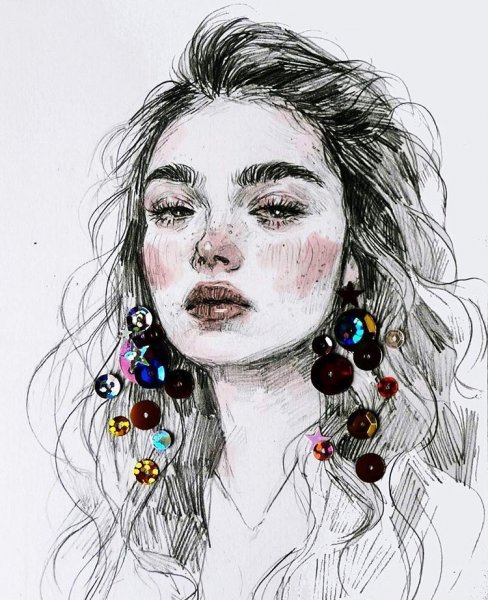 Стилизованный портрет акварелью