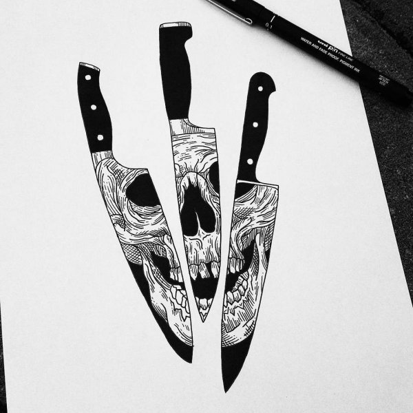 Нож эскиз тату