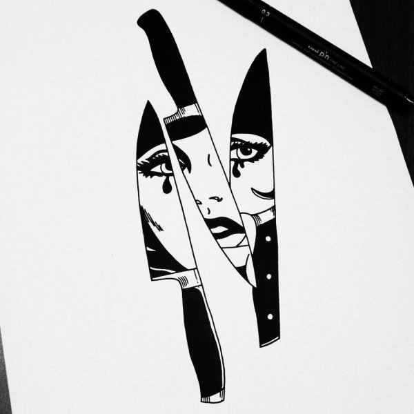 Складной нож эскиз тату