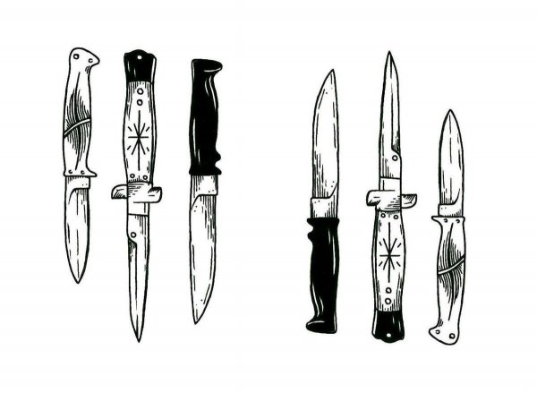 Эстетика красного цвета с ножами