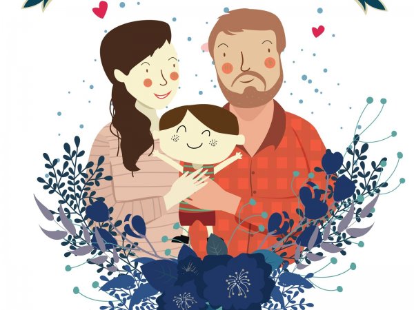 Ребенок с родителями арт