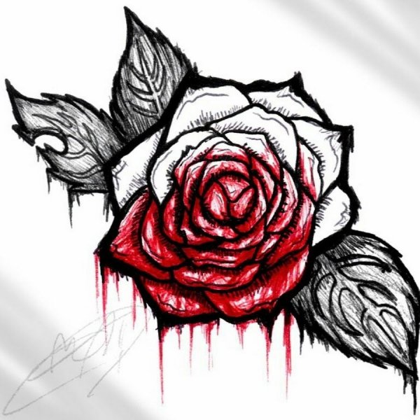Тату ручкой роза