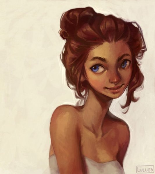 Девушка с пучком арт