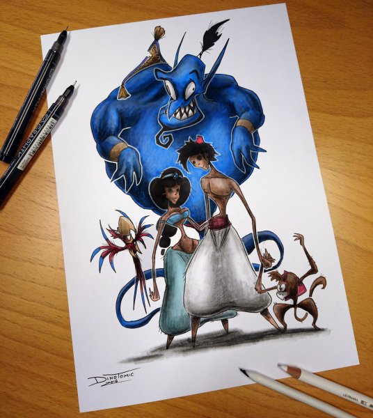 Персонажи фильмов цветными карандашами