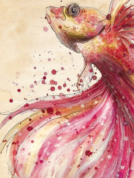 Рыбки акварелью