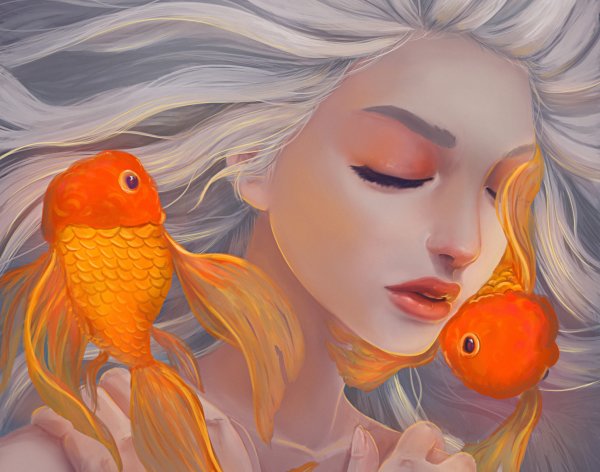 Девушка с золотой рыбкой