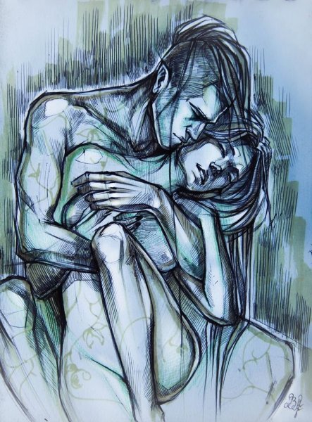 Поцелуй акварель