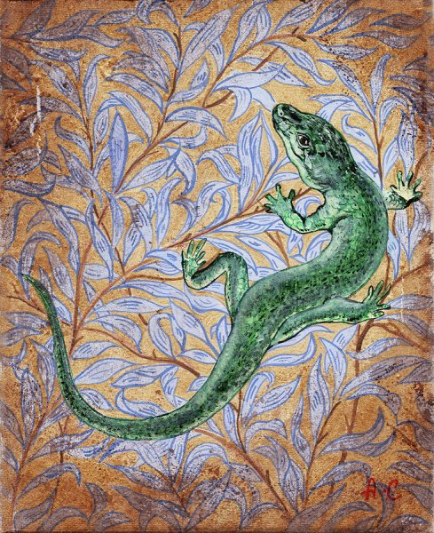 Ящерица живопись
