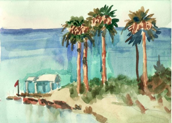 Кипр Хенипа акварелью