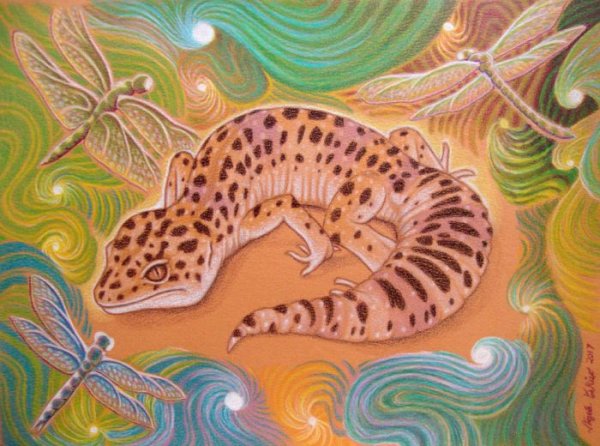 Рисунок карандашами цветными рептилия