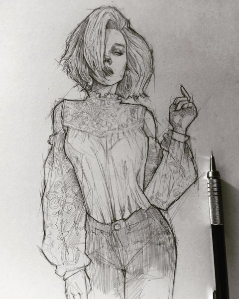 Набросок лица для скетчбука