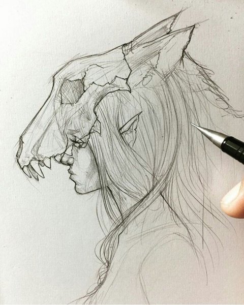 Скетчи карандашом девушки с каре