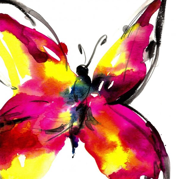 Абстрактные бабочки акварелью