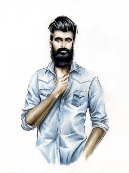 Парень с щетиной арт