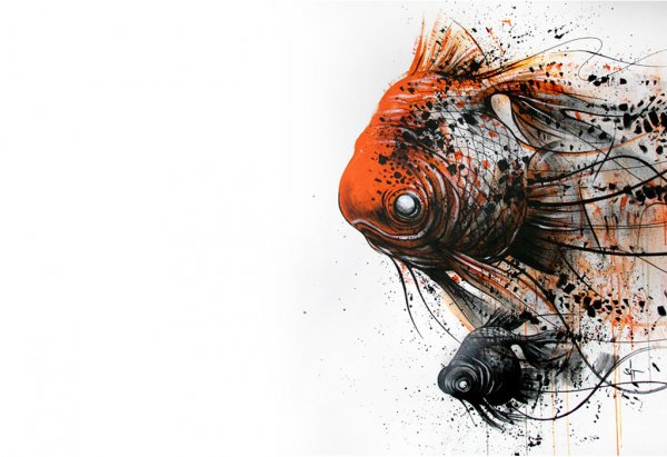 Тату рыба абстракция