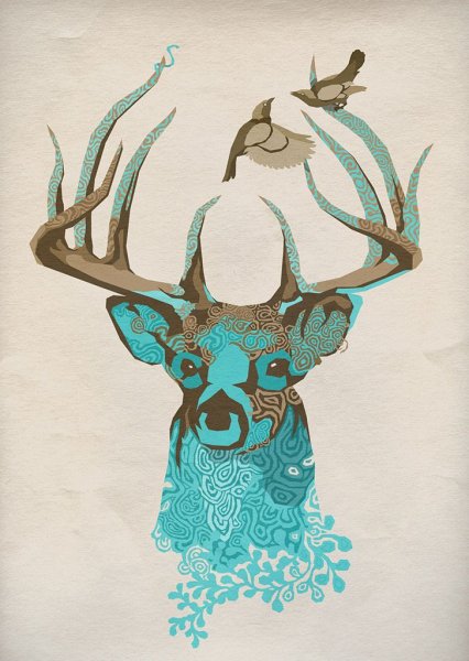 Олень в мультяшном стиле