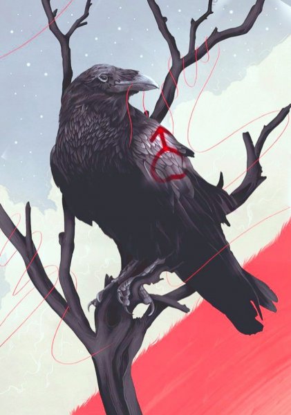 Ворон акварелью
