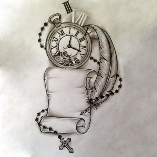 Тату часы эскизы