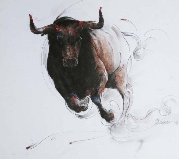 Телец акварель