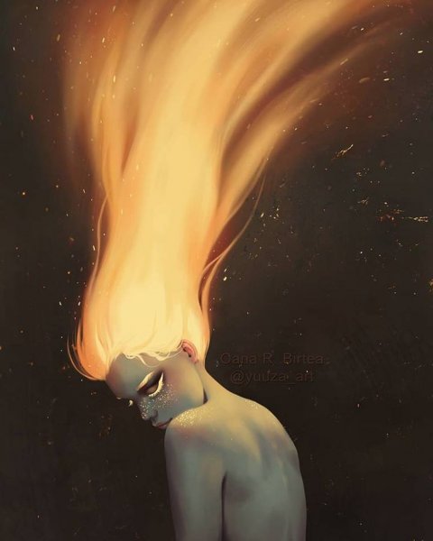 Волосы огонь арт