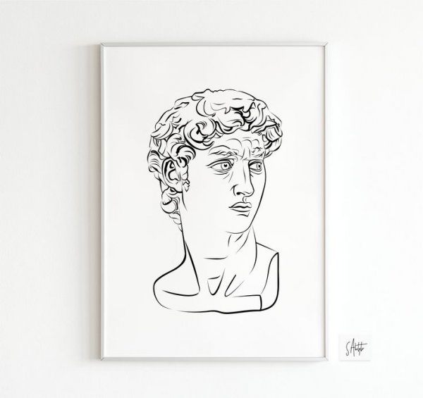 Бюст Давида Микеланджело контур