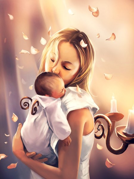 Женщина с ребенком арт