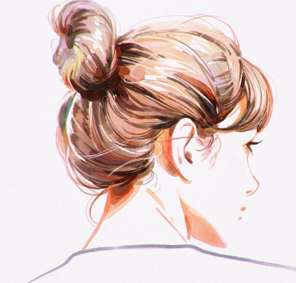 Нарисовать девушку с пучком