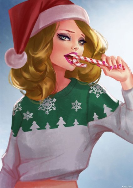 Иллюстрации новогодние девушки