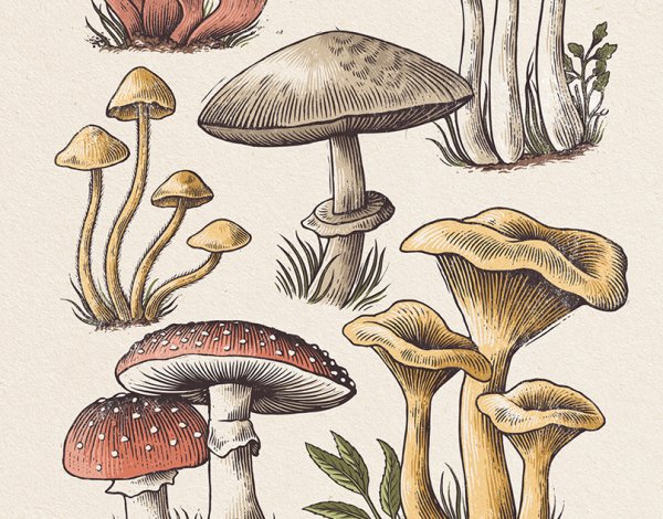 Грибы арт рисунок