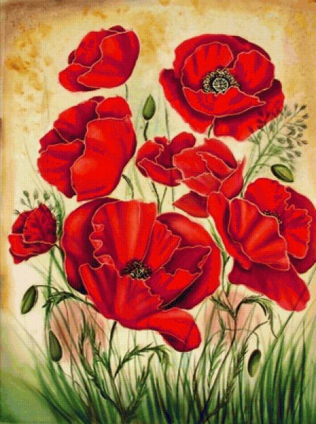 Батик маки Алые