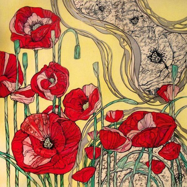 Стилизованные цветы в цвете