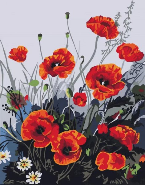 Алмазная вышивка красные маки