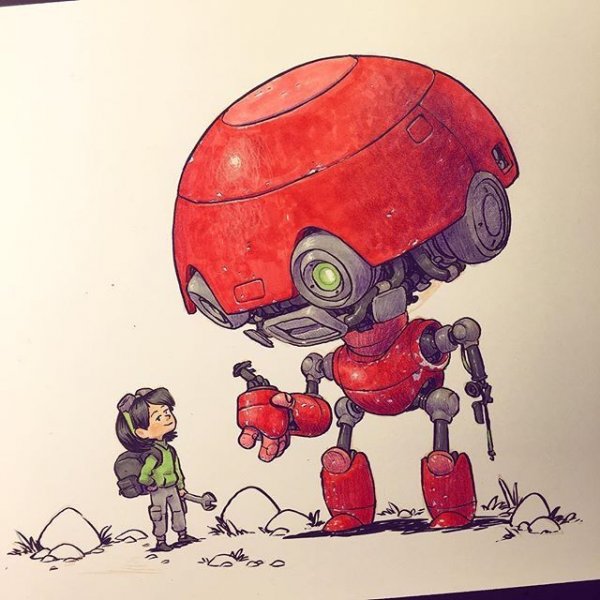 Робот в мультяшном стиле