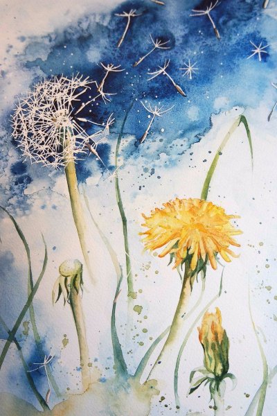 Монотипия одуванчики