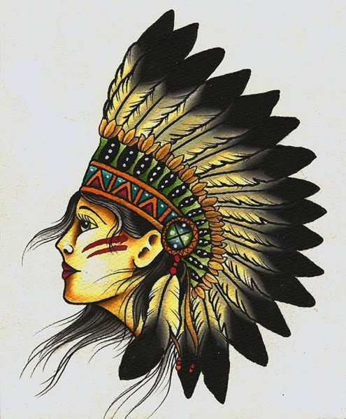 Тату девушка индеец