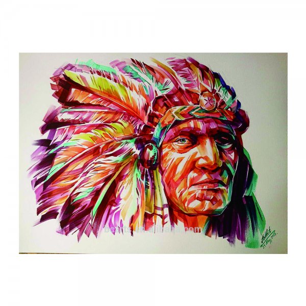 Индеец акварель