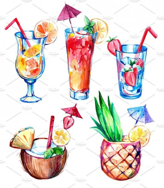 Коктейль акварель