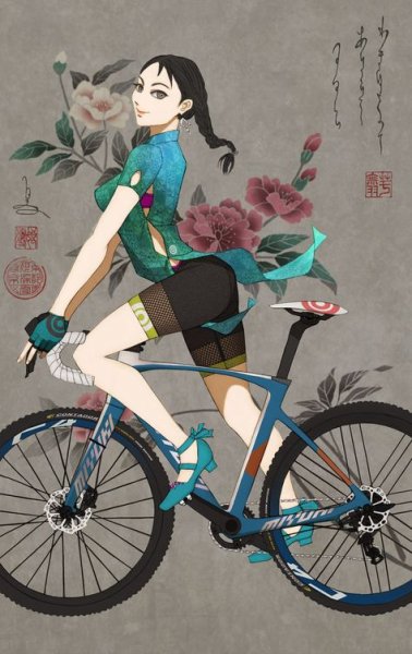 Человек на велосипеде арт