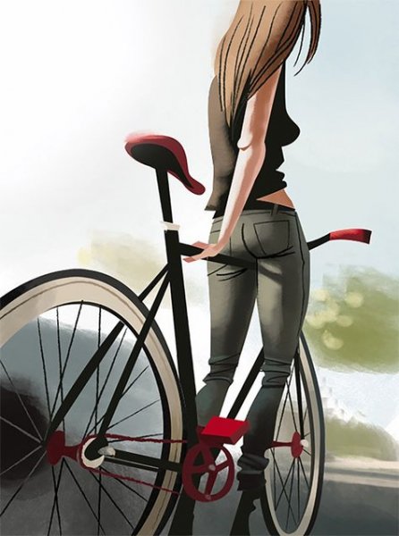 Человек на велосипеде арт