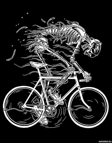 Скелет на велосипеде