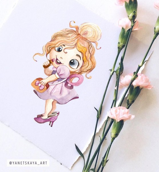 Милые скетчи красками