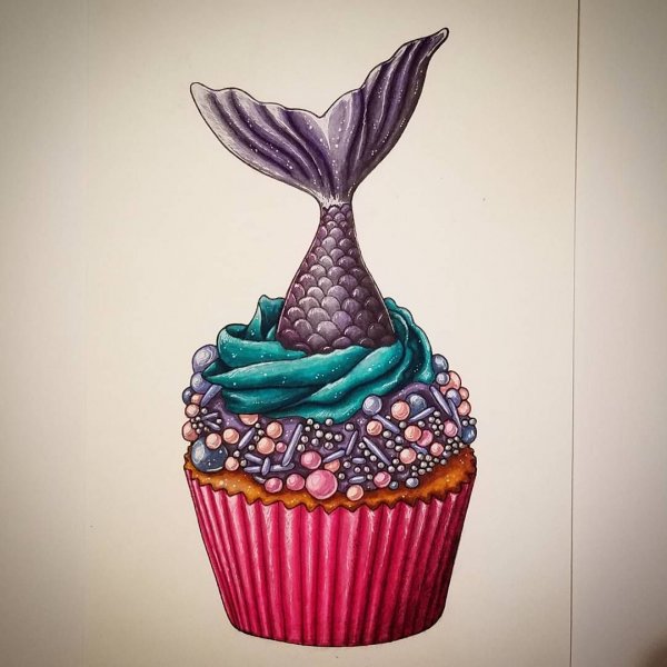 Капкейк скетч линерами
