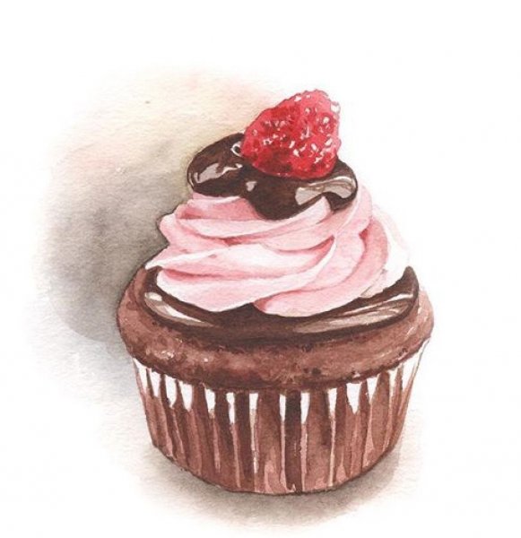 Кекс акварелью